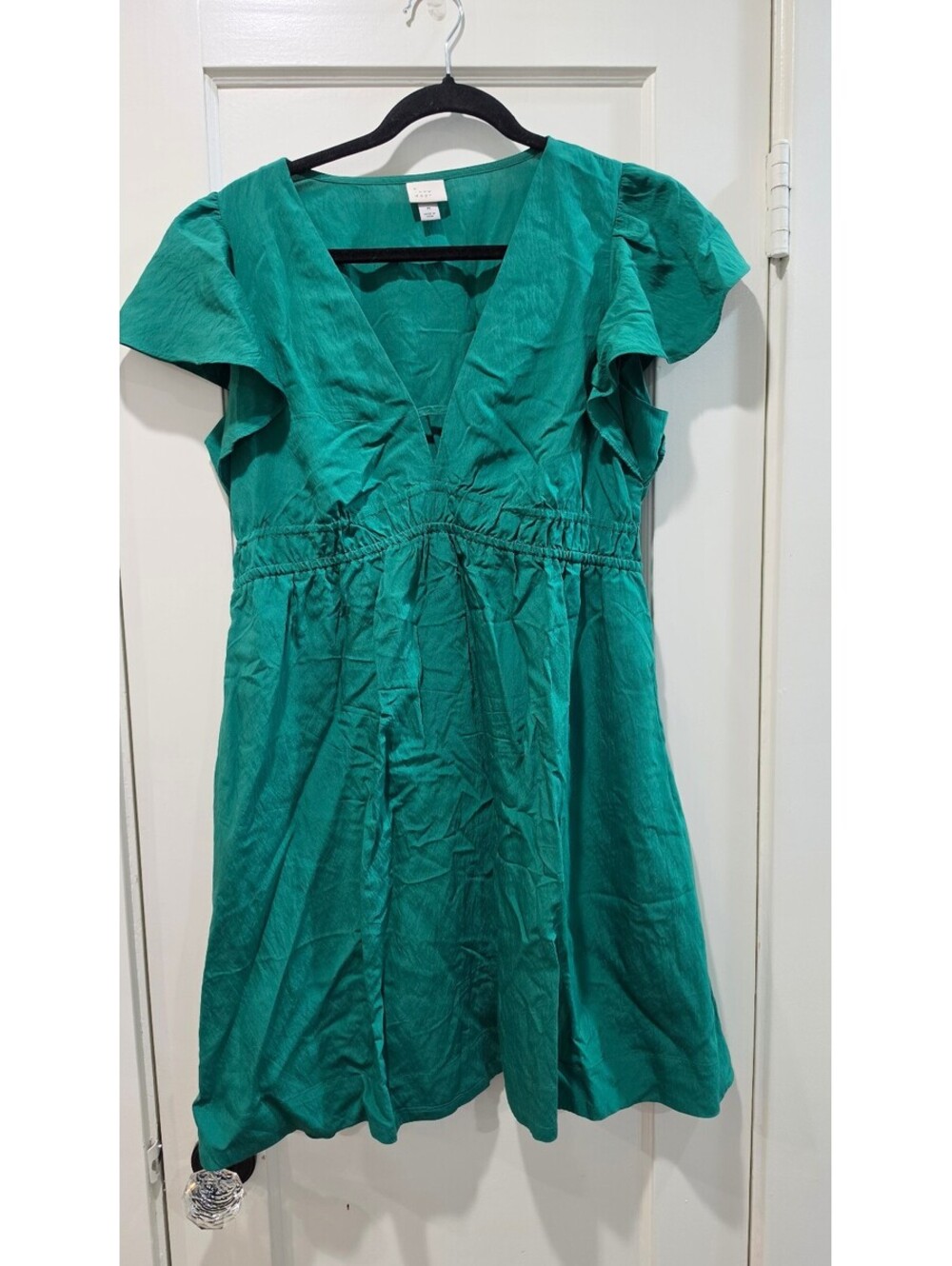 a new day Green V-Neck Dress Medium with Pockets